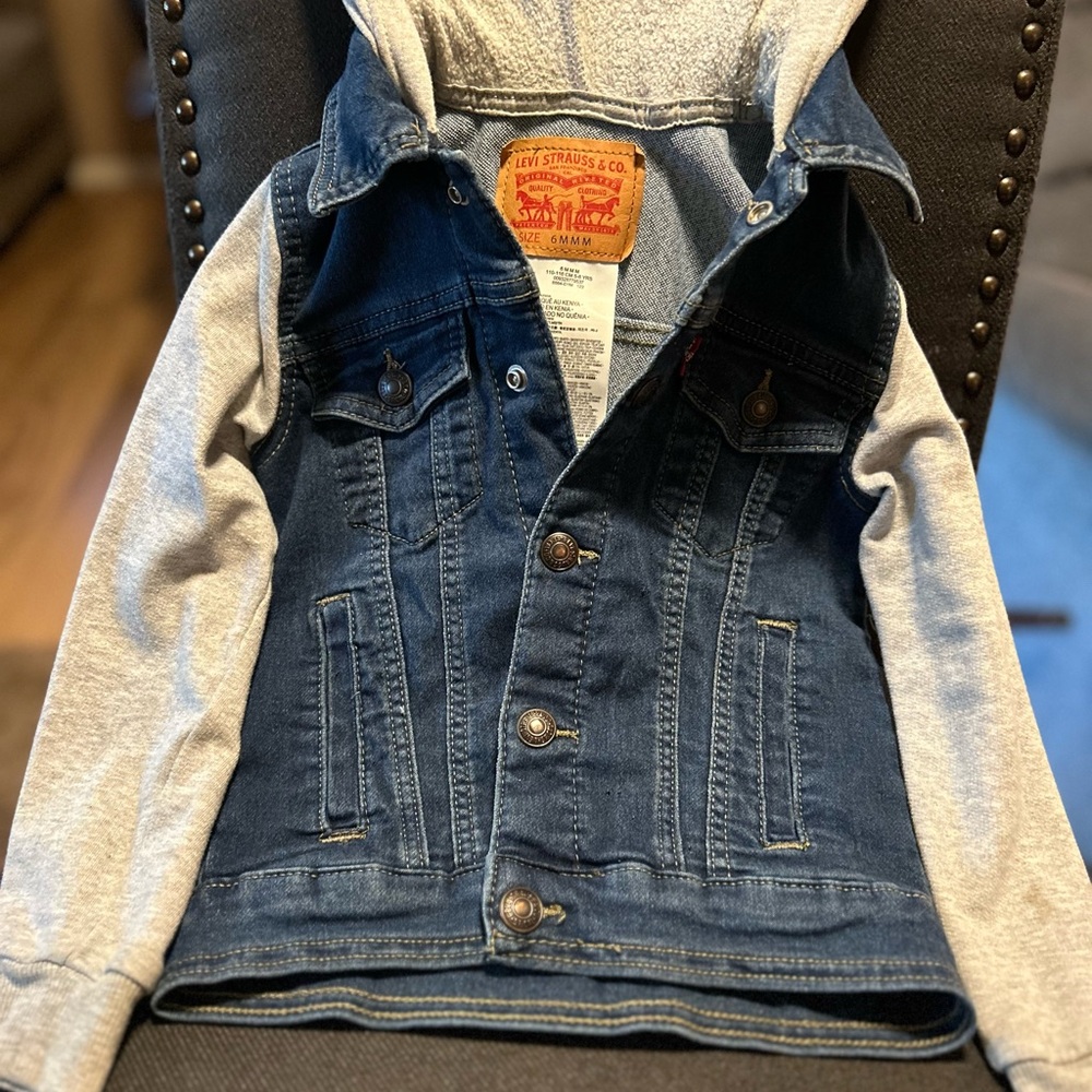 Levi’s Boys Denim/Fleece Hooded Trucker Jacket
